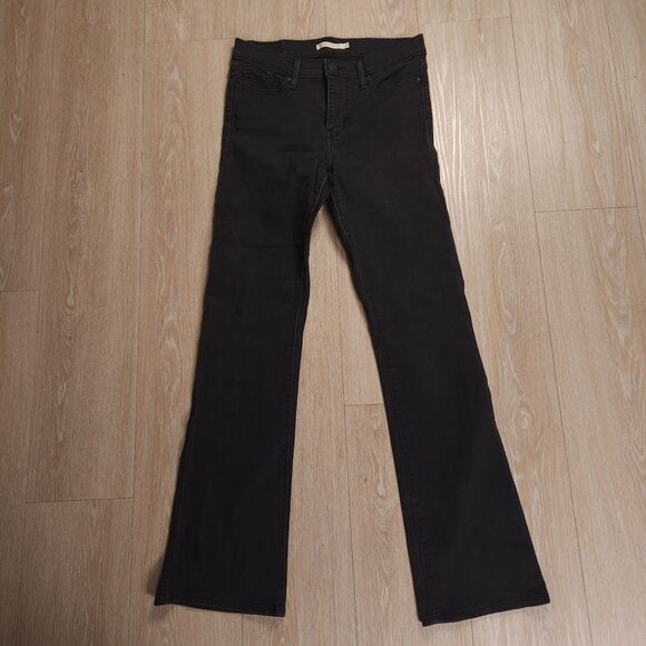 Levis 315 Shaping Bootcut Jeans Women 29 Black Denim Mid Rise Cotton Blend 30x31 - Picture 1 of 14